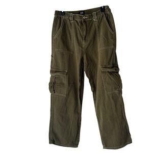 SIMPLE SOCIETY Olive Green Cargo Pants Mens Size 33 Utility Baggy Skater Grunge